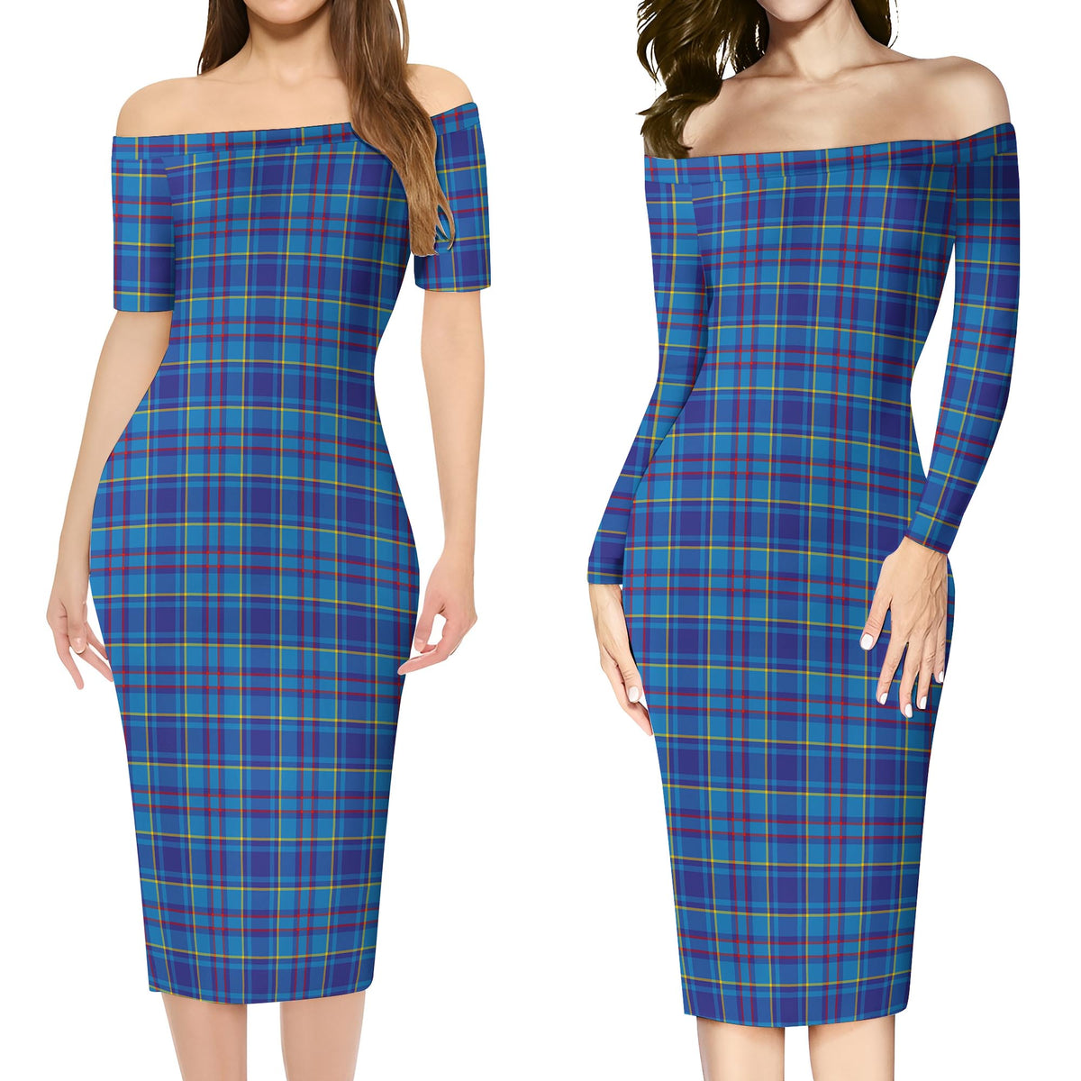 Mercer Tartan Off Shoulder Lady Dress Women's Dress - Tartan Vibes Clothing