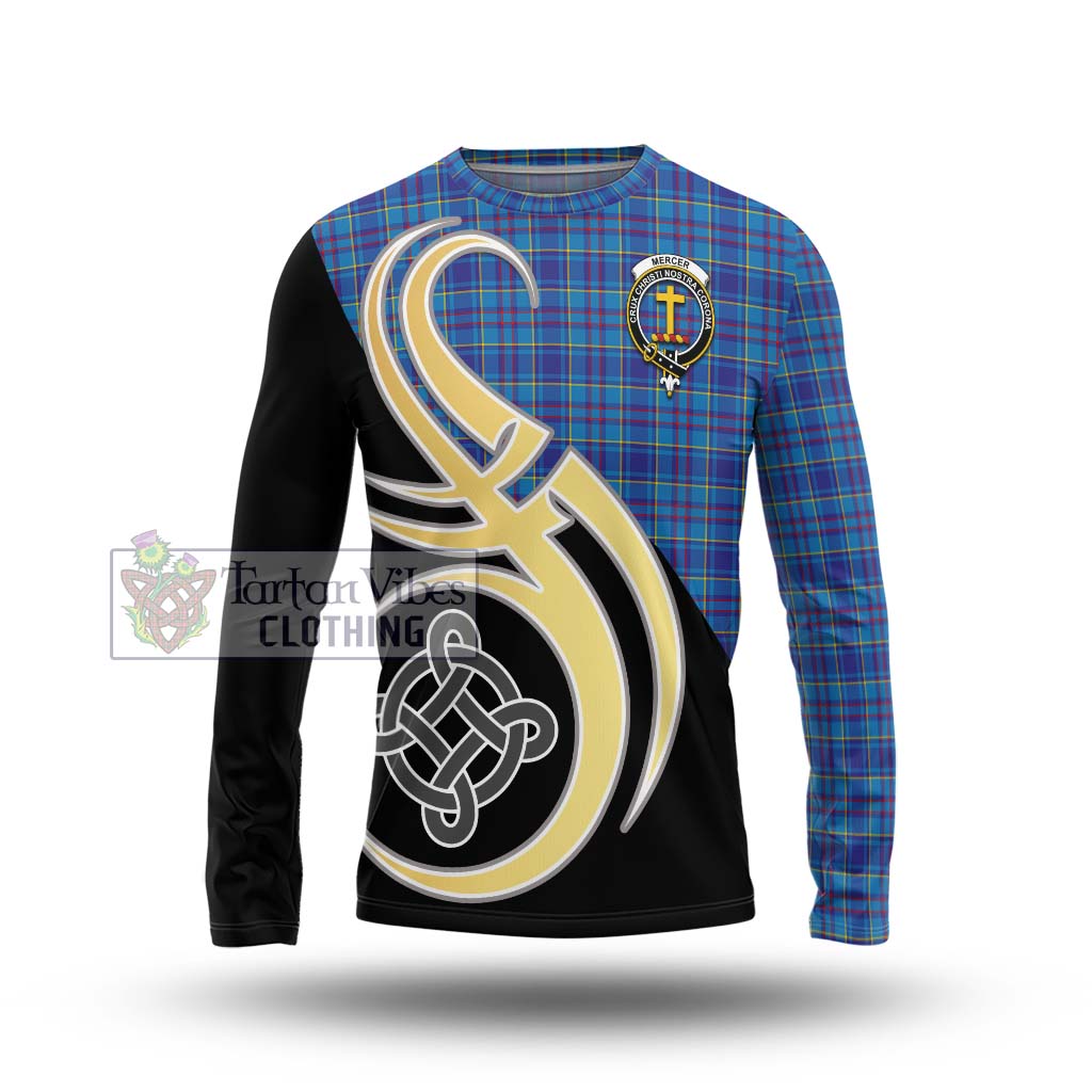 Mercer Tartan Long Sleeve T-Shirt with Family Crest and Celtic Symbol Style Unisex - Tartan Vibes Clothing