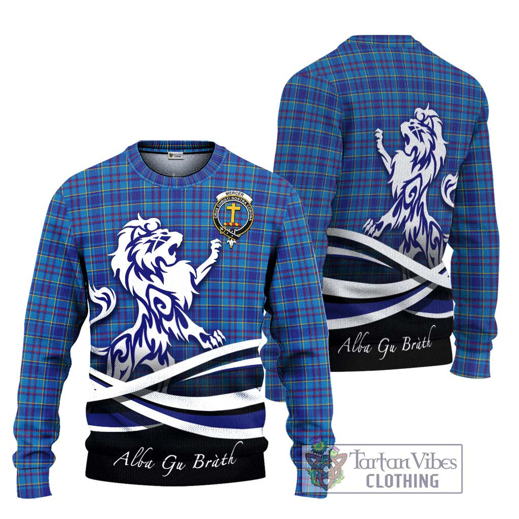 Mercer Tartan Knitted Sweater with Alba Gu Brath Regal Lion Emblem Unisex - Tartanvibesclothing Shop