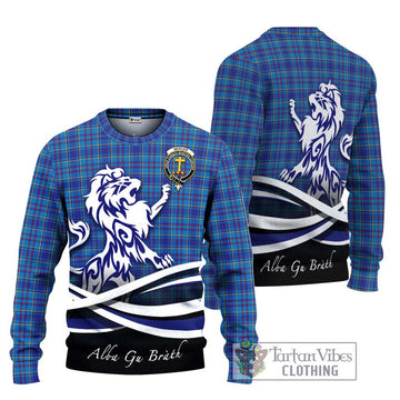 Mercer Tartan Ugly Sweater with Alba Gu Brath Regal Lion Emblem