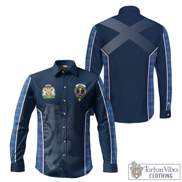 Mercer Tartan Long Sleeve Button Up Shirt with Family Crest and Lion Rampant Vibes Sport Style