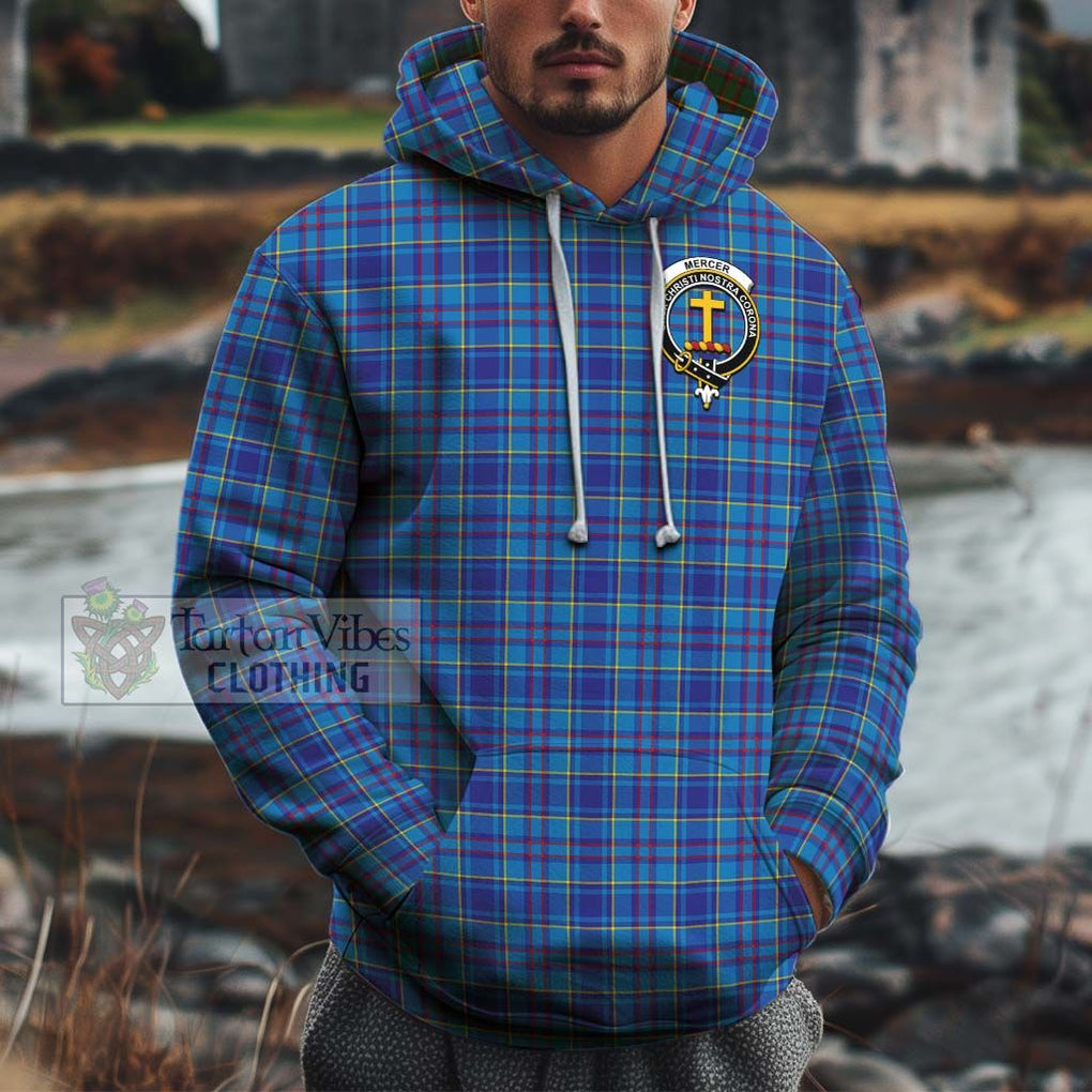 Mercer Tartan Cotton Hoodie with Family Crest Pullover Hoodie XS - Tartan Vibes Clothing