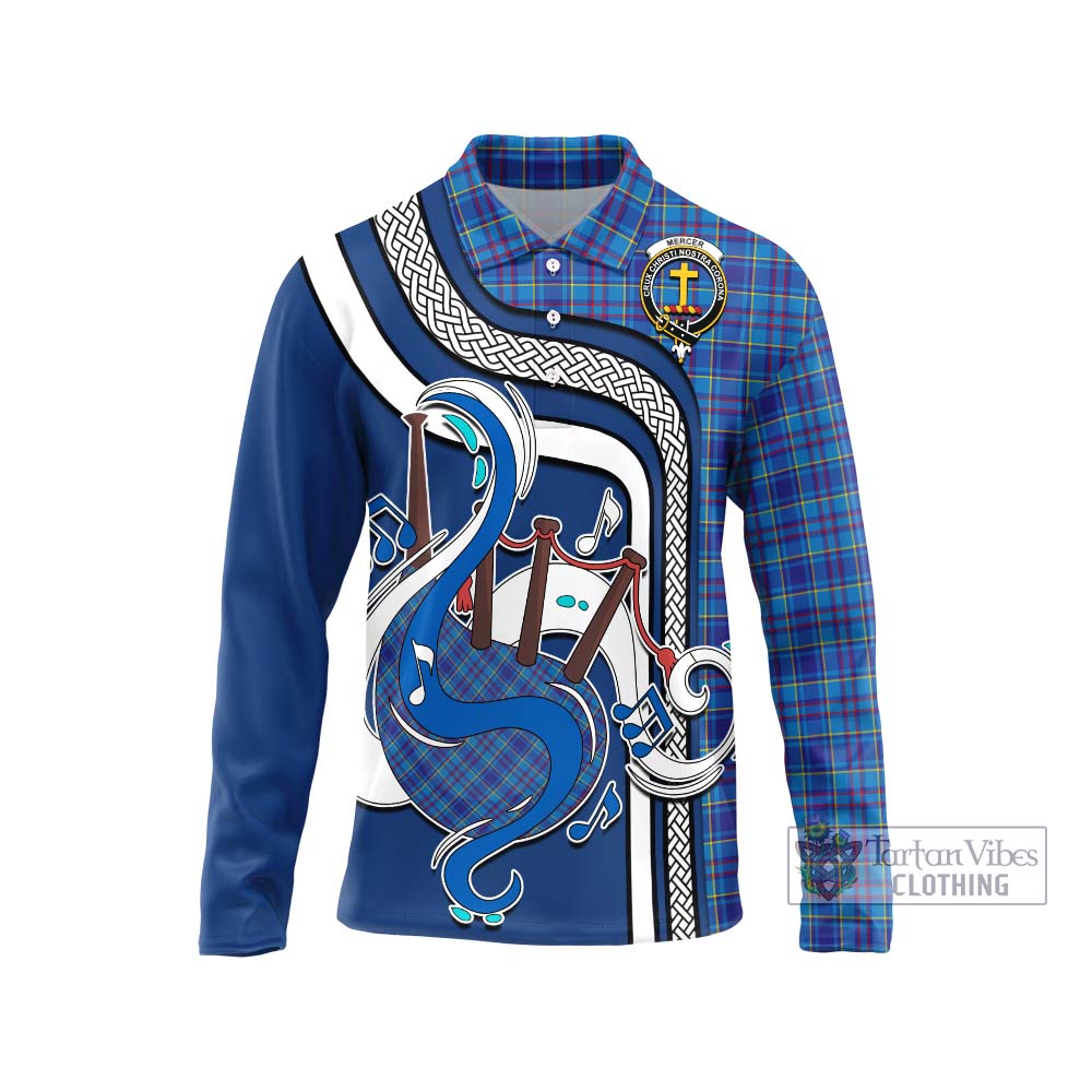 Tartan Vibes Clothing Mercer Modern Tartan Long Sleeve Polo Shirt with Epic Bagpipe Style