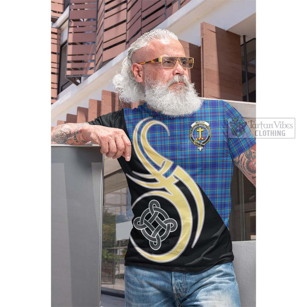 Tartan Vibes Clothing Mercer Modern Tartan Cotton T-shirt with Family Crest and Celtic Symbol Style