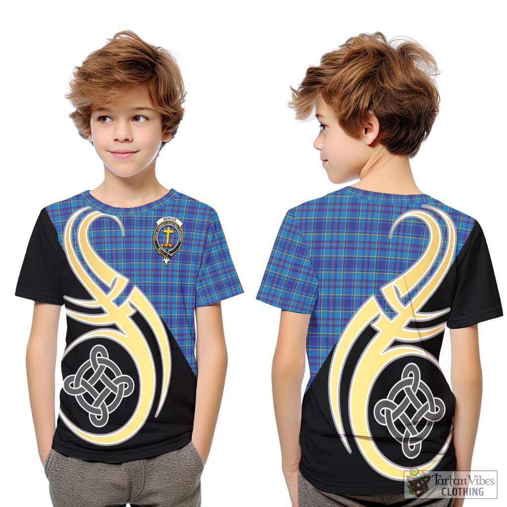 Mercer Tartan Kid T-Shirt with Family Crest and Celtic Symbol Style Youth XL Size14 - Tartan Vibes Clothing