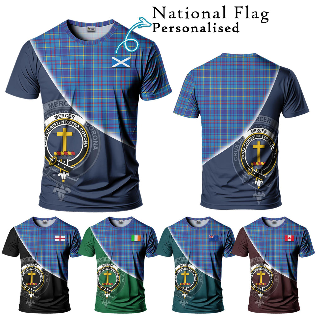 Mercer Tartan T-Shirt with Personalised National Flag and Family Crest Half Style Kid's Shirt - Tartanvibesclothing Shop