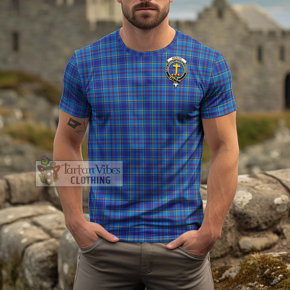 Mercer Tartan Cotton T-Shirt with Family Crest Men's Shirt - Tartanvibesclothing Shop