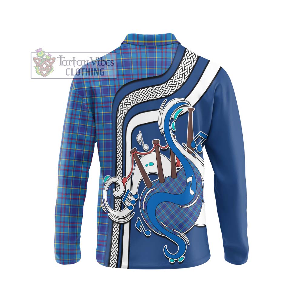 Tartan Vibes Clothing Mercer Modern Tartan Long Sleeve Polo Shirt with Epic Bagpipe Style