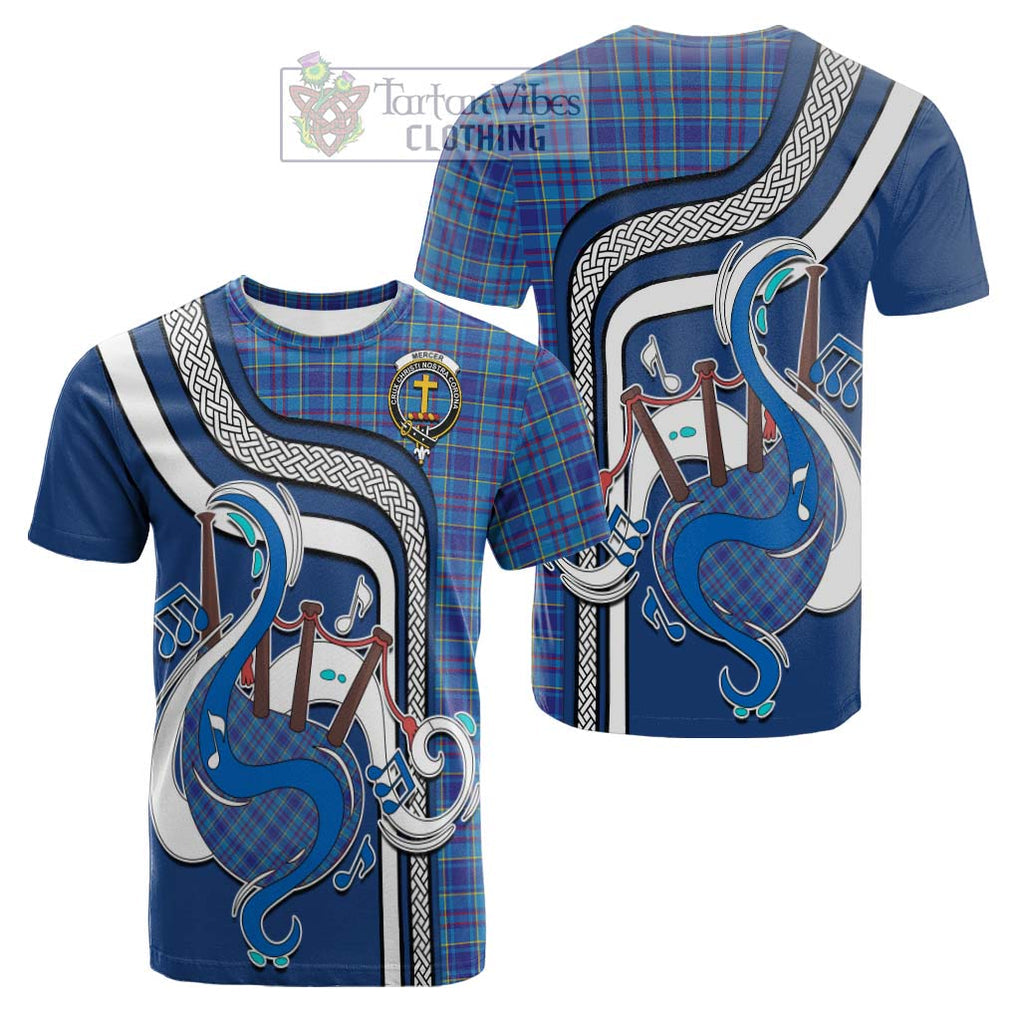 Tartan Vibes Clothing Mercer Modern Tartan Cotton T-shirt with Epic Bagpipe Style