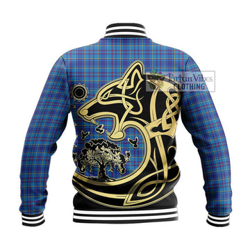 Mercer Tartan Baseball Jacket with Family Crest Celtic Wolf Style