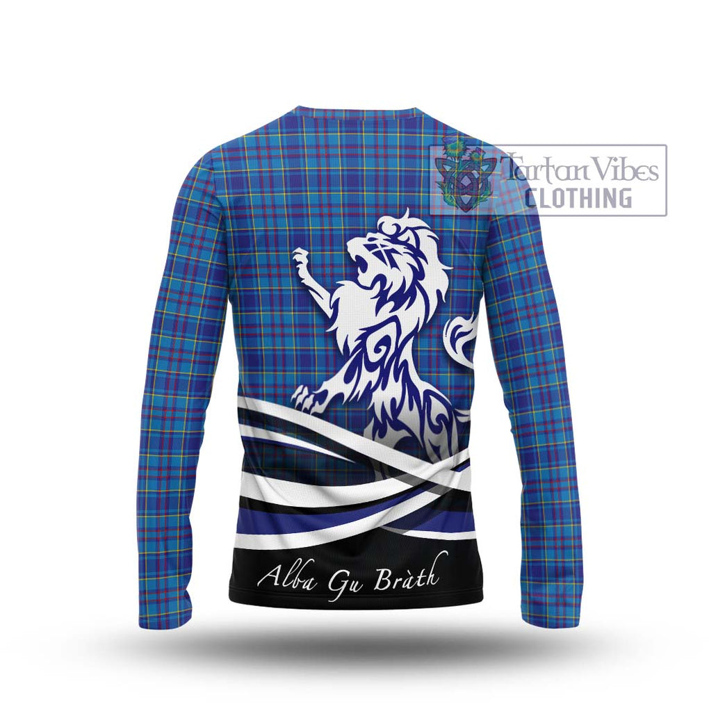 Mercer Tartan Long Sleeve T-Shirt with Alba Gu Brath Regal Lion Emblem - Tartanvibesclothing Shop