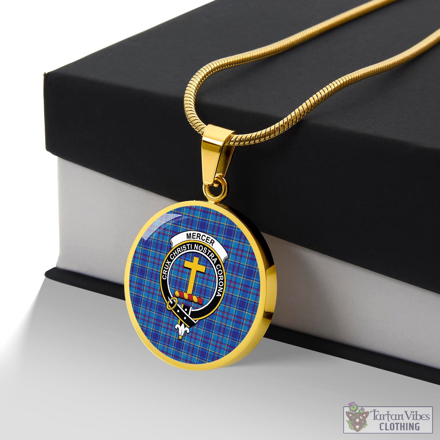 Tartan Vibes Clothing Mercer Modern Tartan Circle Necklace with Family Crest