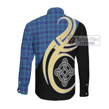 Mercer Tartan Long Sleeve Button Shirt with Family Crest and Celtic Symbol Style