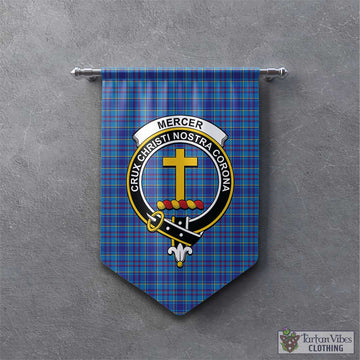 Mercer Tartan Gonfalon, Tartan Banner with Family Crest