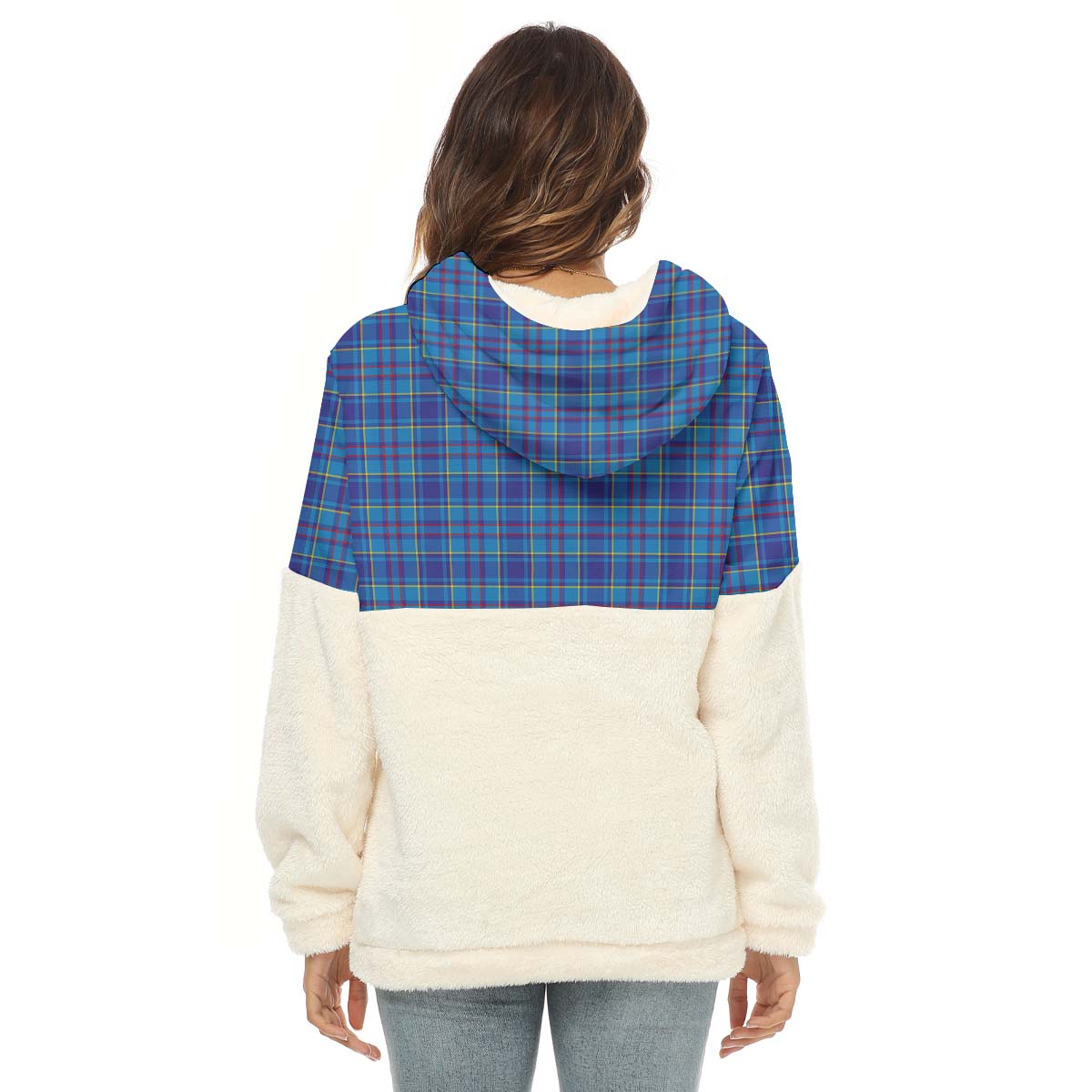 Mercer Tartan Women's Borg Fleece Hoodie With Half Zip with Family Crest - Tartan Vibes Clothing