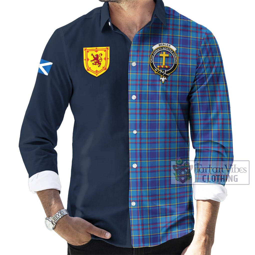 Tartan Vibes Clothing Mercer Modern Tartan Long Sleeve Button Shirt with Scottish Lion Royal Arm Half Style