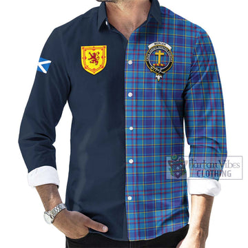 Mercer Tartan Long Sleeve Button Shirt Alba with Scottish Lion Royal Arm Half Style