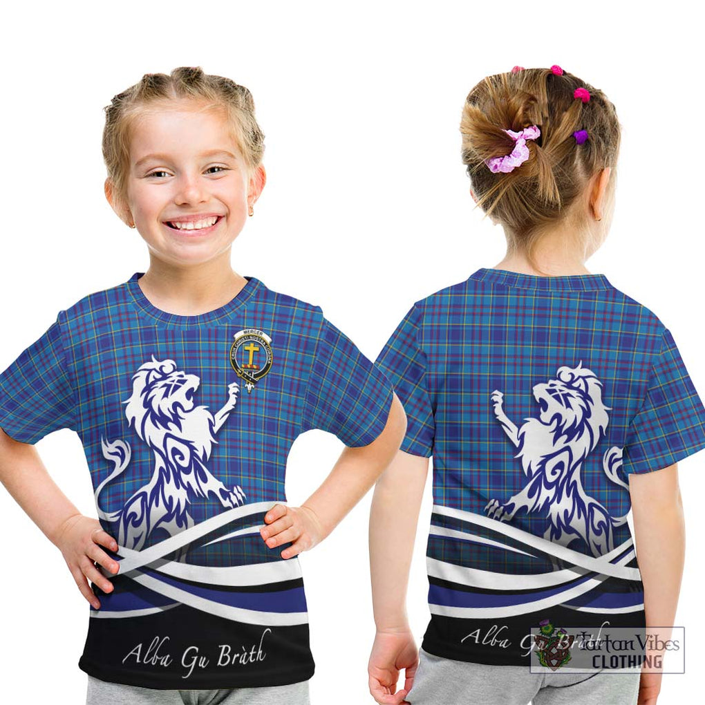 Mercer Tartan Kid T-Shirt with Alba Gu Brath Regal Lion Emblem - Tartanvibesclothing Shop