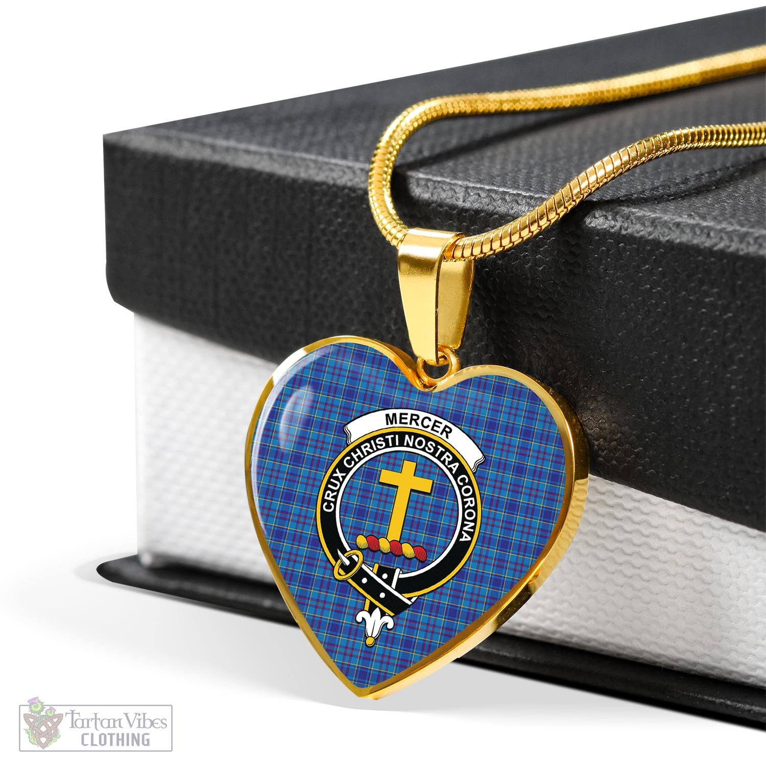 Tartan Vibes Clothing Mercer Modern Tartan Heart Necklace with Family Crest