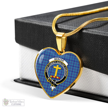 Mercer Tartan Heart Necklace with Family Crest