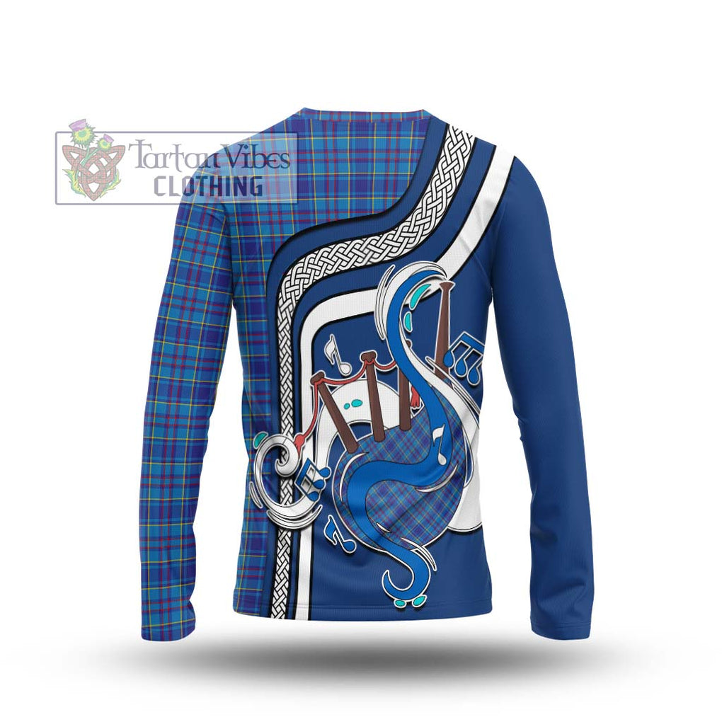 Tartan Vibes Clothing Mercer Modern Tartan Long Sleeve T-Shirt with Epic Bagpipe Style