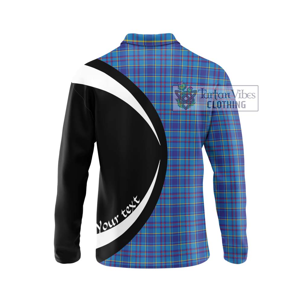 Mercer Tartan Long Sleeve Polo Shirt with Family Crest Circle Style - Tartan Vibes Clothing