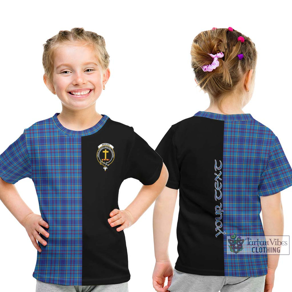 Mercer Tartan Kid T-Shirt with Family Crest and Half Of Me Style - Tartanvibesclothing Shop