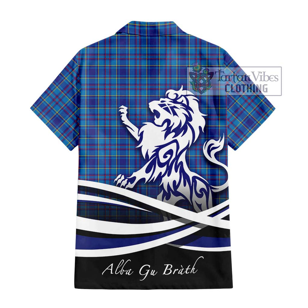 Mercer Tartan Short Sleeve Button Shirt with Alba Gu Brath Regal Lion Emblem - Tartanvibesclothing Shop