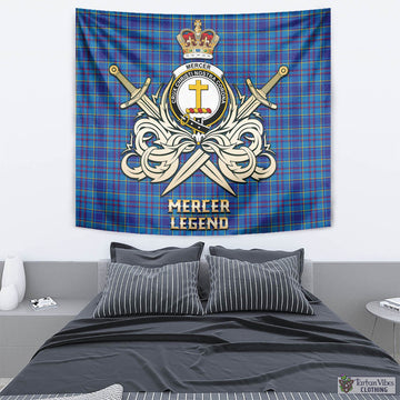 Mercer Tartan Tapestry with Clan Crest and the Golden Sword of Courageous Legacy