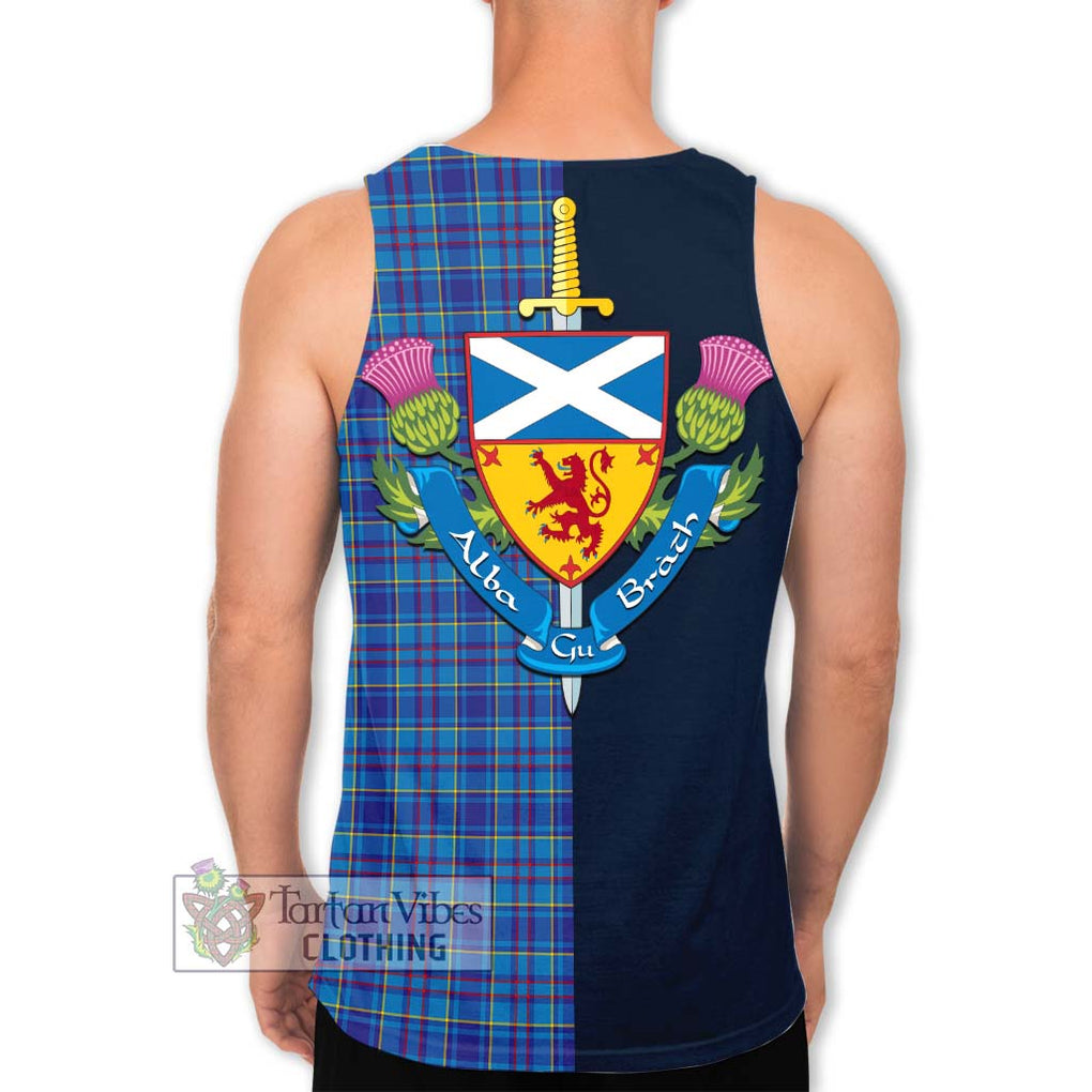 Tartan Vibes Clothing Mercer Modern Tartan Men's Tank Top with Scottish Lion Royal Arm Half Style