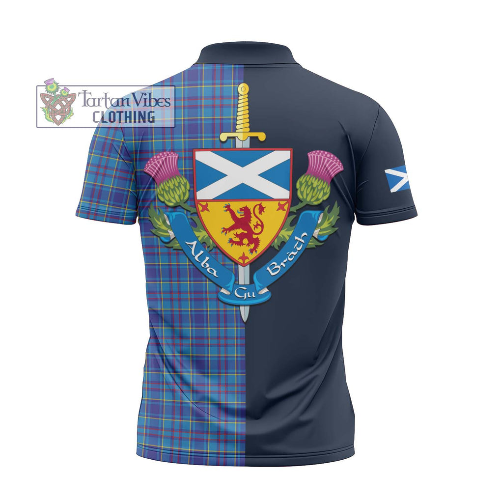 Tartan Vibes Clothing Mercer Modern Tartan Zipper Polo Shirt with Scottish Lion Royal Arm Half Style