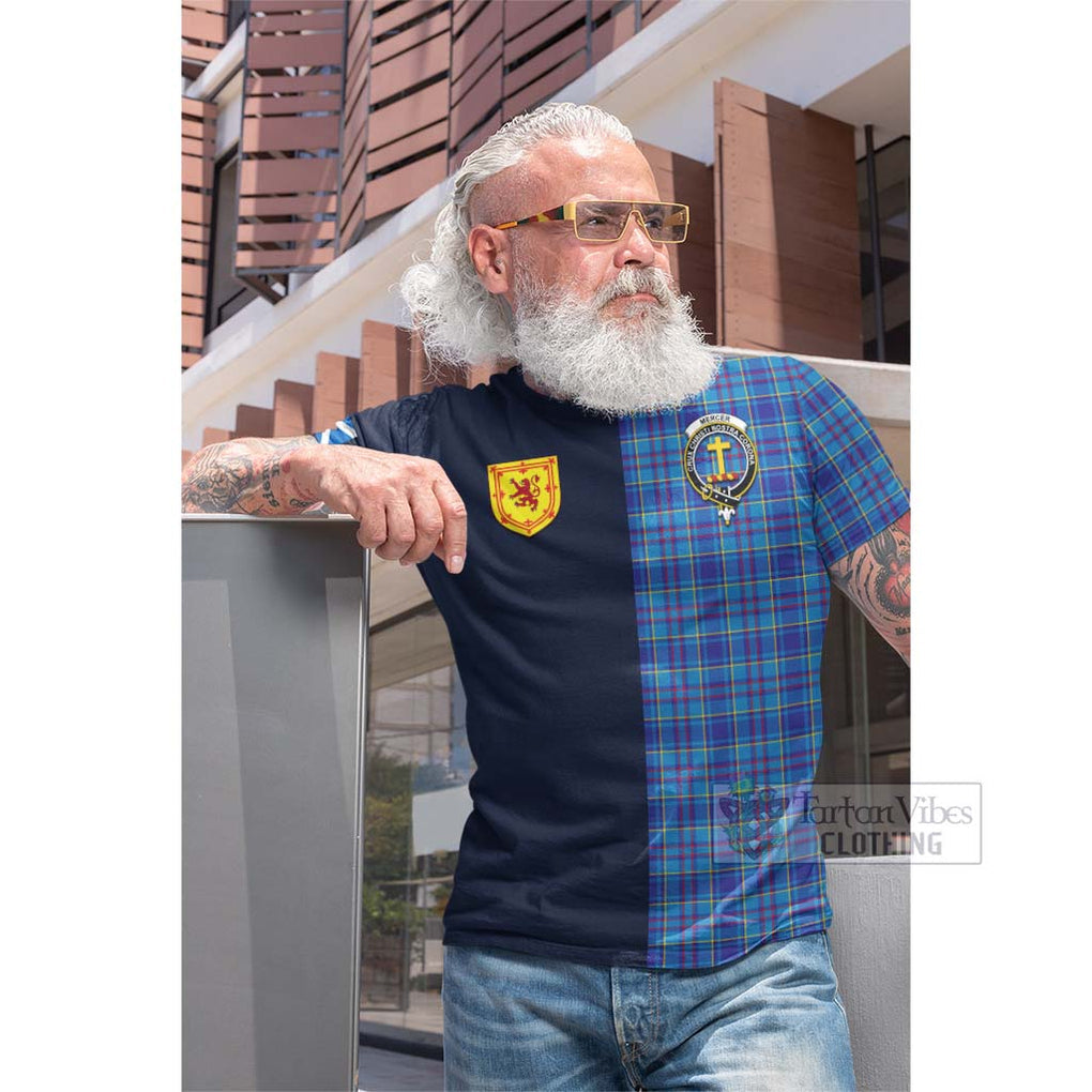 Tartan Vibes Clothing Mercer Modern Tartan Cotton T-shirt with Scottish Lion Royal Arm Half Style