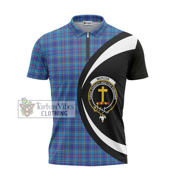 Mercer Tartan Zipper Polo Shirt with Family Crest Circle Style