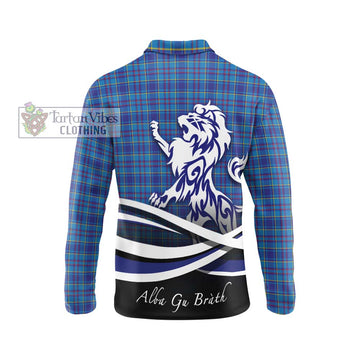 Mercer Tartan Long Sleeve Polo Shirt with Alba Gu Brath Regal Lion Emblem