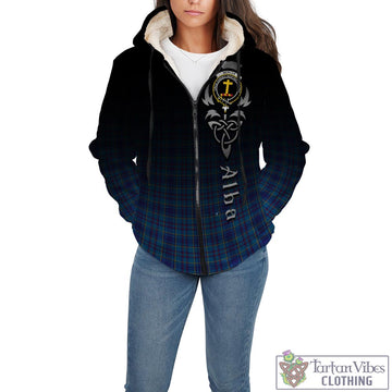 Mercer Tartan Sherpa Hoodie Featuring Alba Gu Brath Family Crest Celtic Inspired