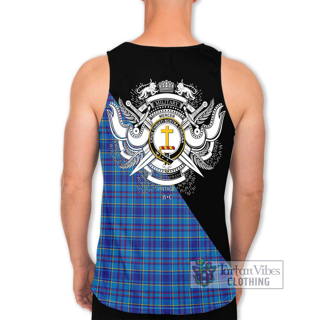 Mercer Tartan Men's Tank Top with Family Crest and Military Logo Style - Tartanvibesclothing Shop