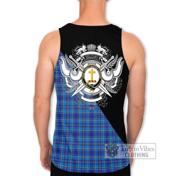 Mercer Tartan Men's Tank Top with Family Crest and Military Logo Style