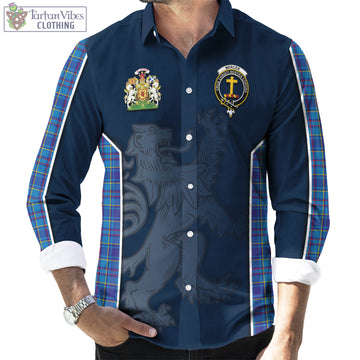 Mercer Tartan Long Sleeve Button Up Shirt with Family Crest and Lion Rampant Vibes Sport Style