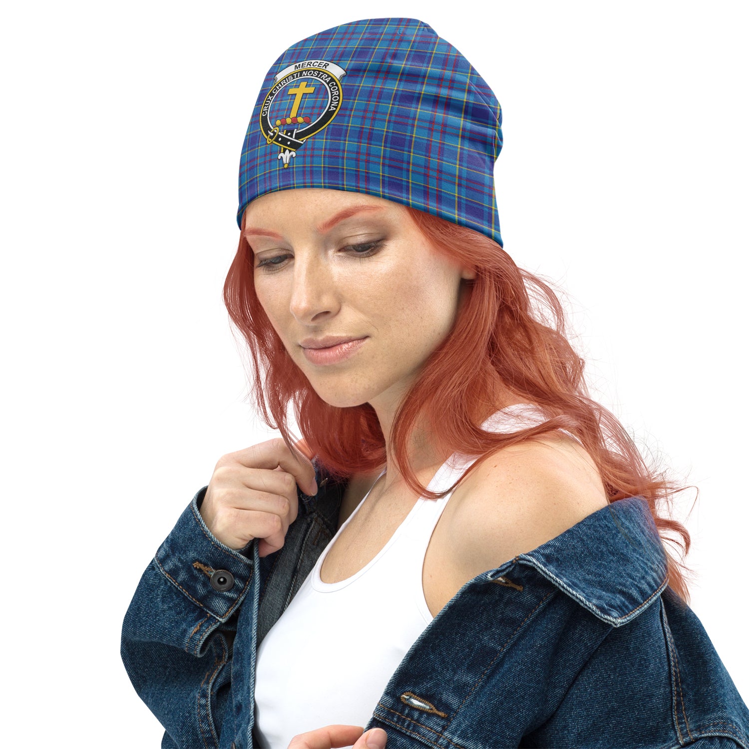 Mercer Tartan Beanies Hat with Family Crest - Tartan Vibes Clothing