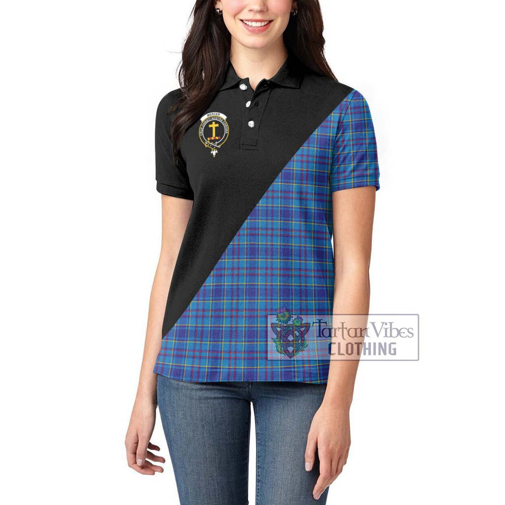 Mercer Tartan Women's Polo Shirt with Family Crest and Military Logo Style - Tartanvibesclothing Shop