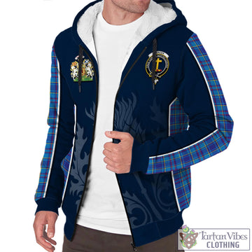 Mercer Tartan Sherpa Hoodie with Family Crest and Scottish Thistle Vibes Sport Style