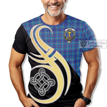 Mercer Tartan T-Shirt with Family Crest and Celtic Symbol Style