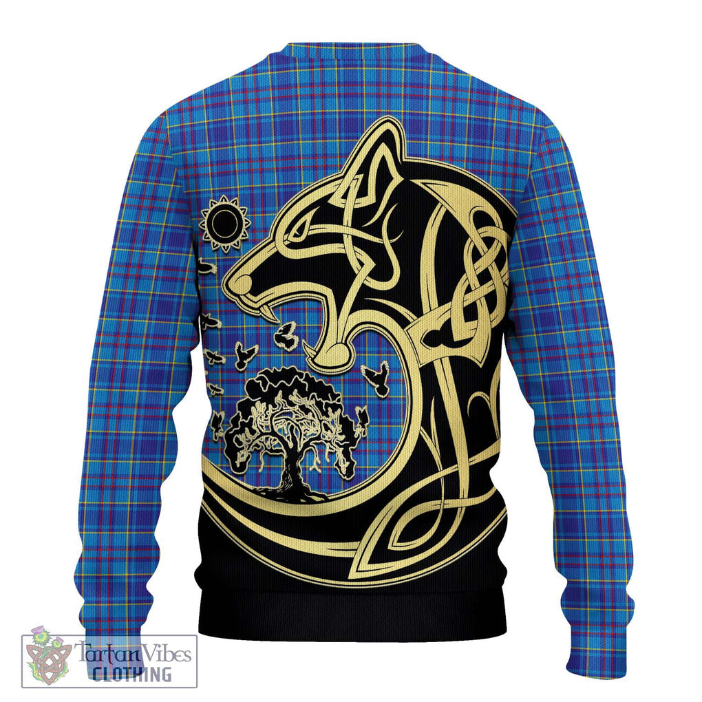 Mercer Tartan Knitted Sweater with Family Crest Celtic Wolf Style - Tartan Vibes Clothing