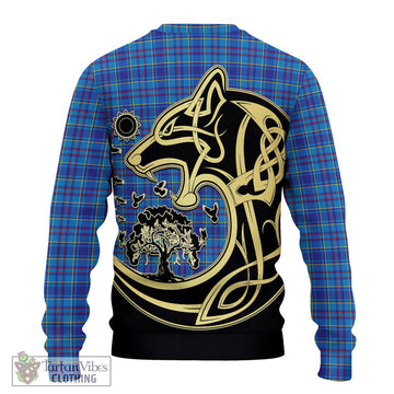 Mercer Tartan Ugly Sweater with Family Crest Celtic Wolf Style