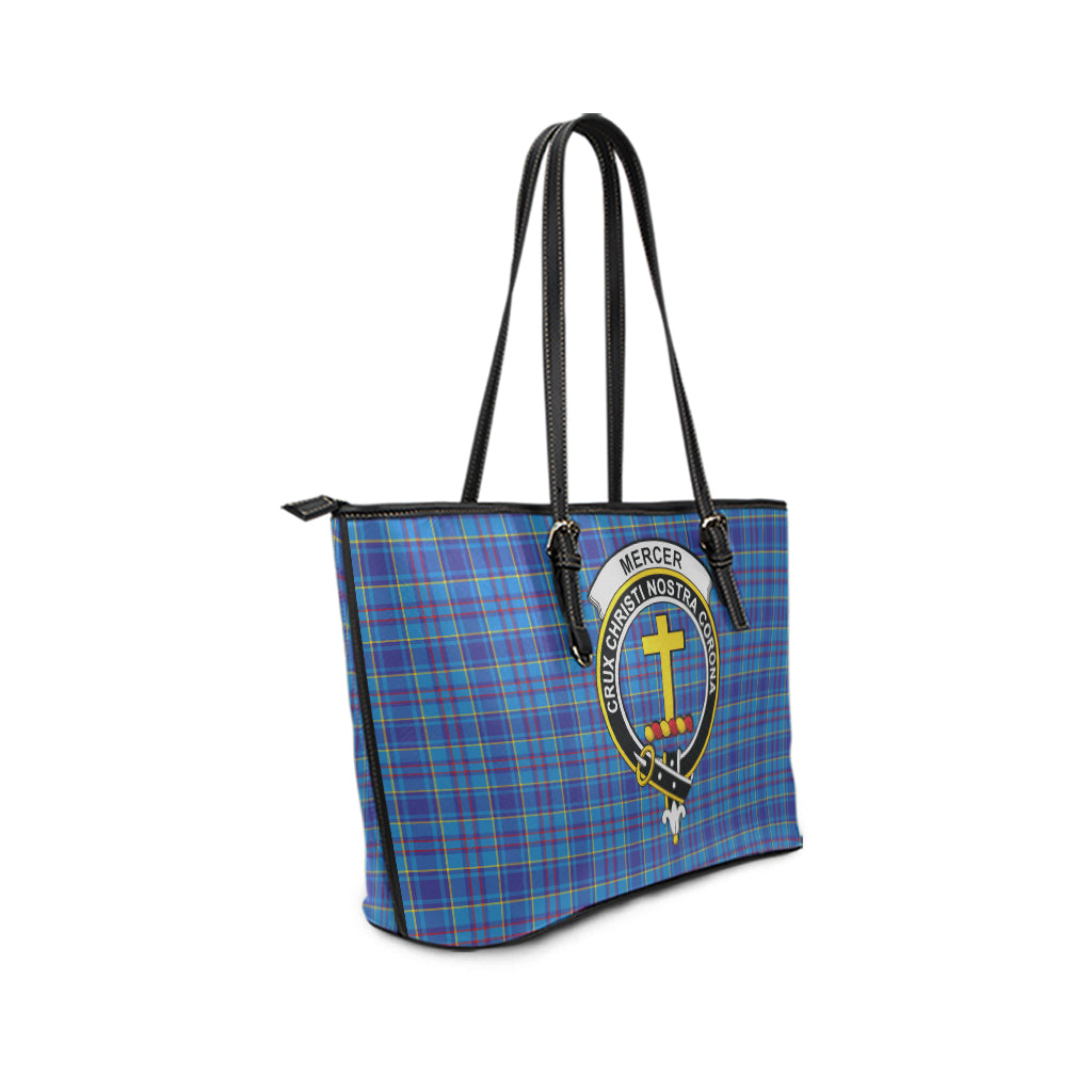 Mercer Tartan Leather Tote Bag with Family Crest - Tartan Vibes Clothing