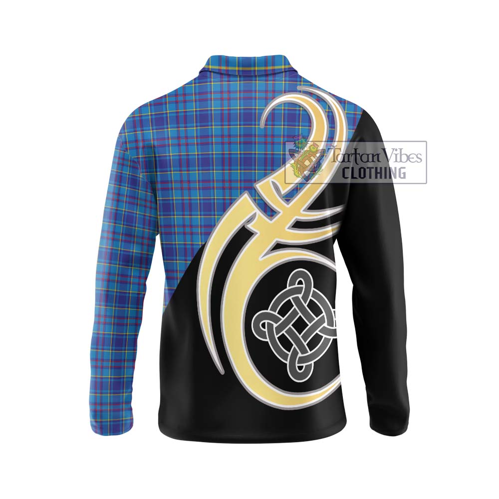 Mercer Tartan Long Sleeve Polo Shirt with Family Crest and Celtic Symbol Style - Tartan Vibes Clothing