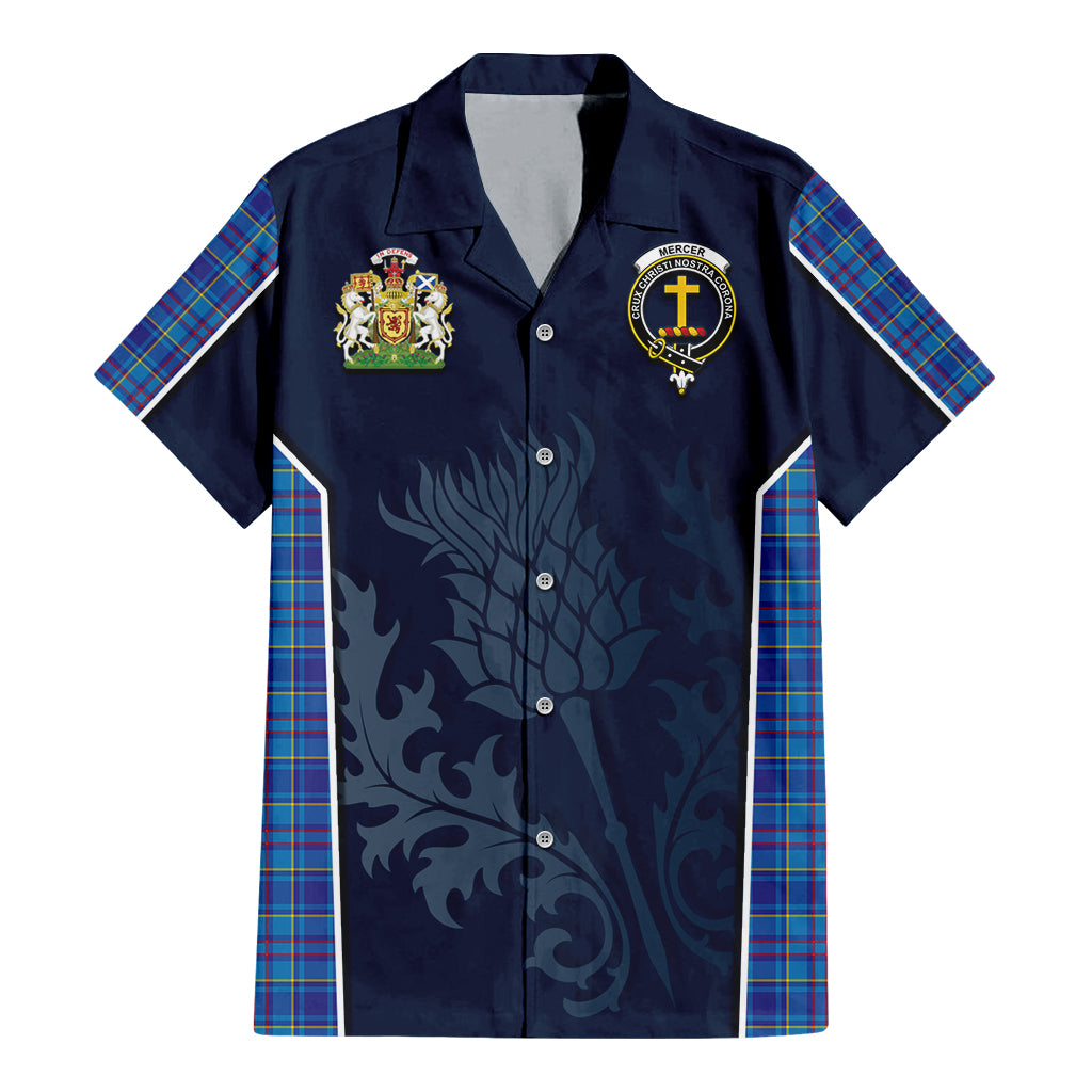 Tartan Vibes Clothing Mercer Modern Tartan Short Sleeve Button Up Shirt with Family Crest and Scottish Thistle Vibes Sport Style