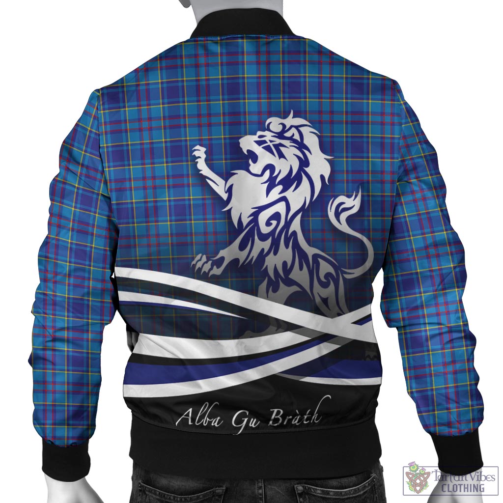 Tartan Vibes Clothing Mercer Modern Tartan Bomber Jacket with Alba Gu Brath Regal Lion Emblem