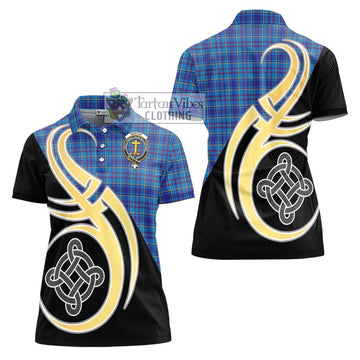 Mercer Tartan Women's Polo Shirt with Family Crest and Celtic Symbol Style