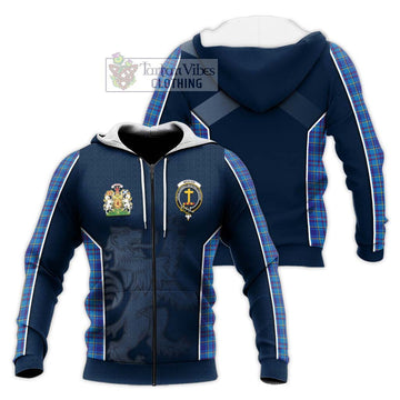 Mercer Tartan Knitted Hoodie with Family Crest and Lion Rampant Vibes Sport Style